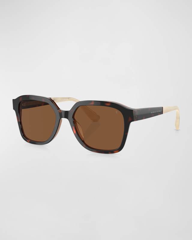 Sleek Acetate & Metal Crystal Square Sunglasses